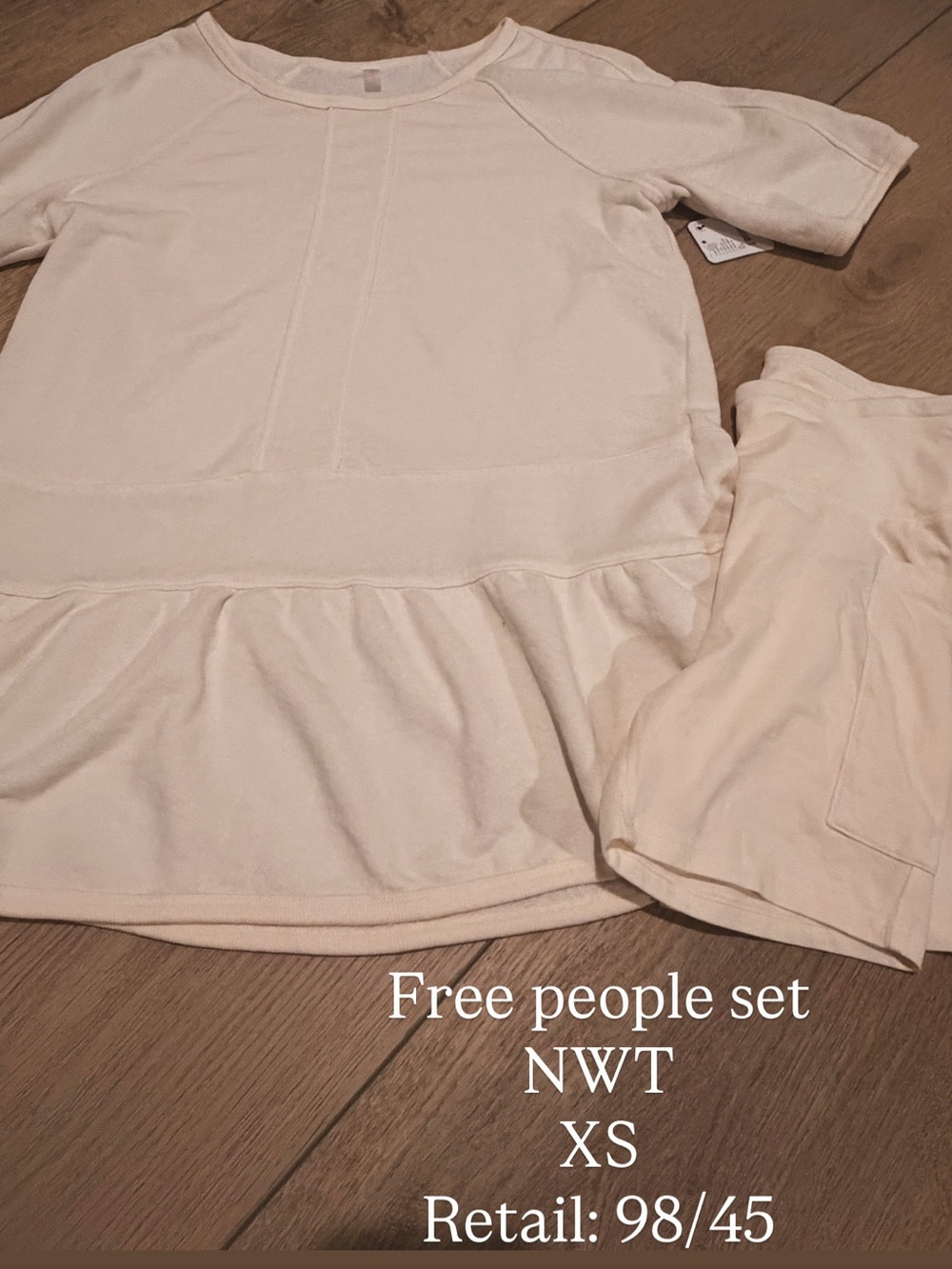 Free People Cream Peplum Tee and Shorts Set